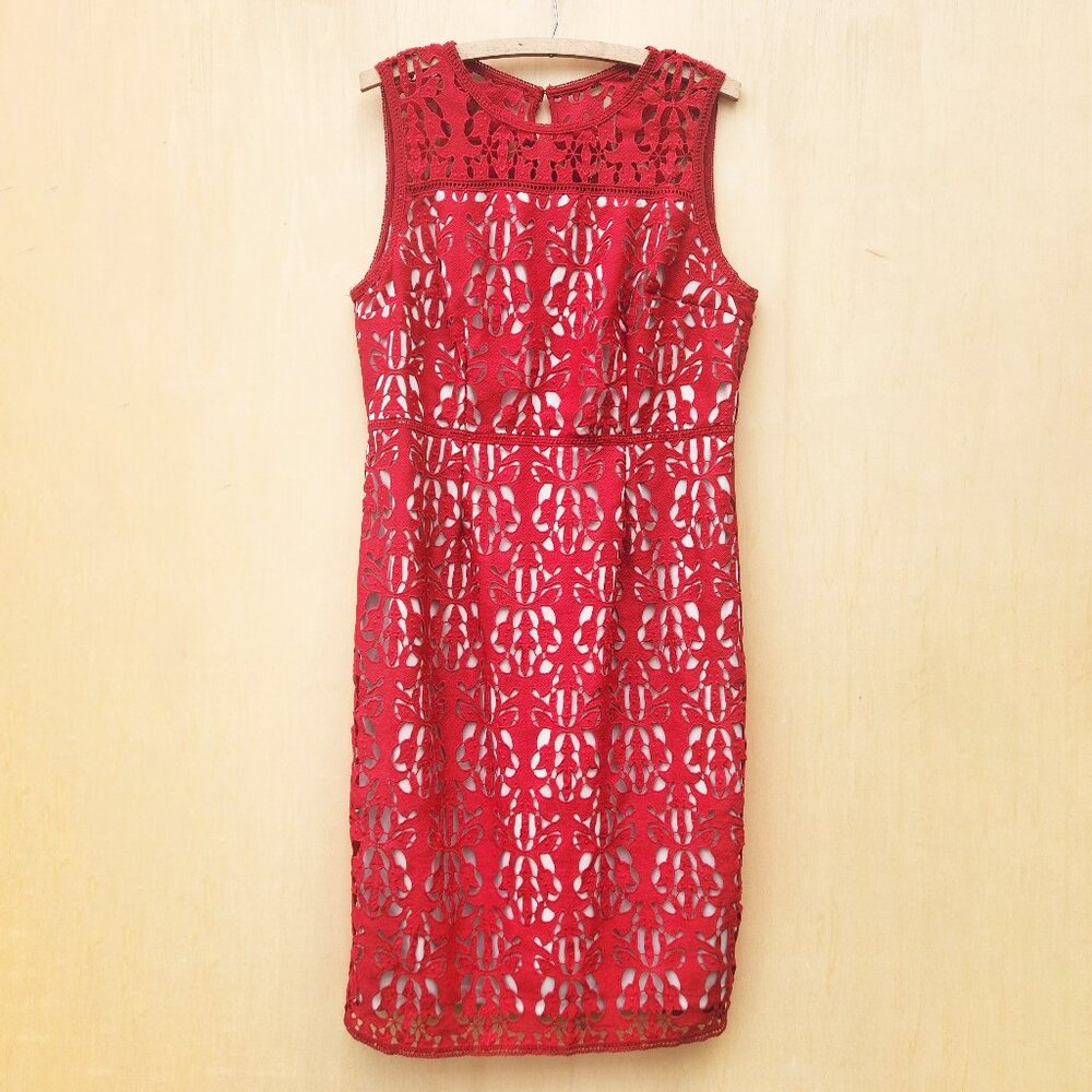 NWT Worthington Red Sleeveless Lace Sheath Dress - Size 16